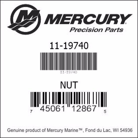 Bar codes for Mercury Marine part number 11-19740
