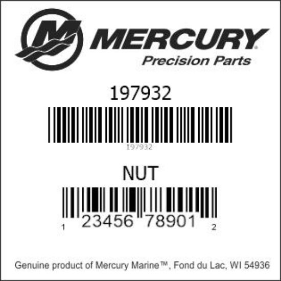 Bar codes for Mercury Marine part number 197932