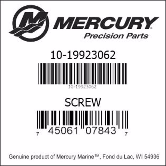 Bar codes for Mercury Marine part number 10-19923062