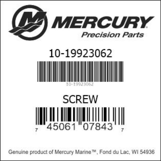 Bar codes for Mercury Marine part number 10-19923062