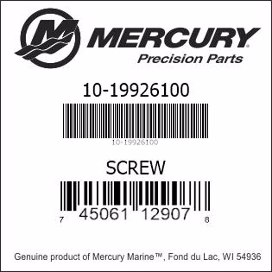 Bar codes for Mercury Marine part number 10-19926100