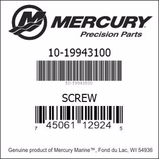 Bar codes for Mercury Marine part number 10-19943100