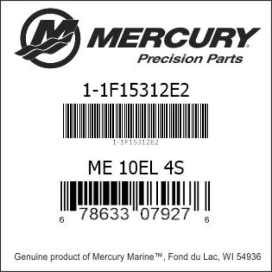 Bar codes for Mercury Marine part number 1-1F15312E2