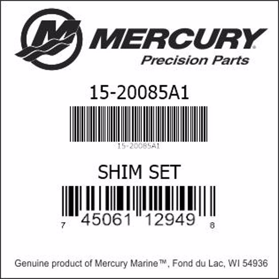 Bar codes for Mercury Marine part number 15-20085A1