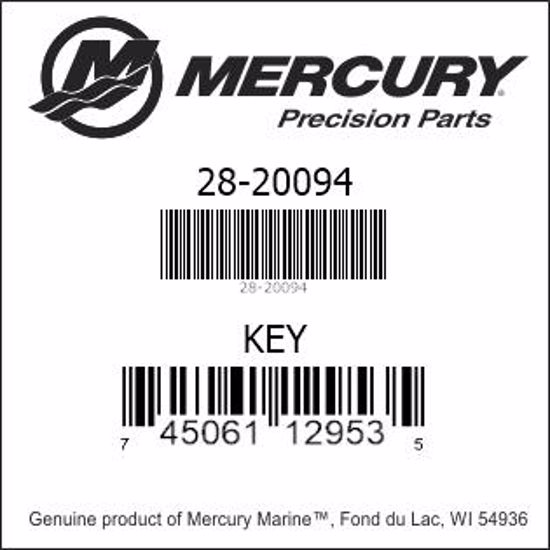 Bar codes for Mercury Marine part number 28-20094
