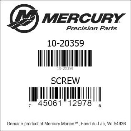 Bar codes for Mercury Marine part number 10-20359