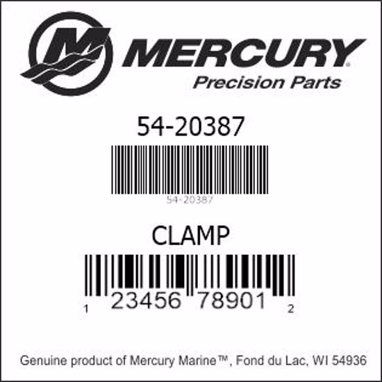 Bar codes for Mercury Marine part number 54-20387