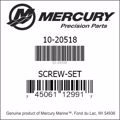 Bar codes for Mercury Marine part number 10-20518