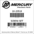 Bar codes for Mercury Marine part number 10-20518