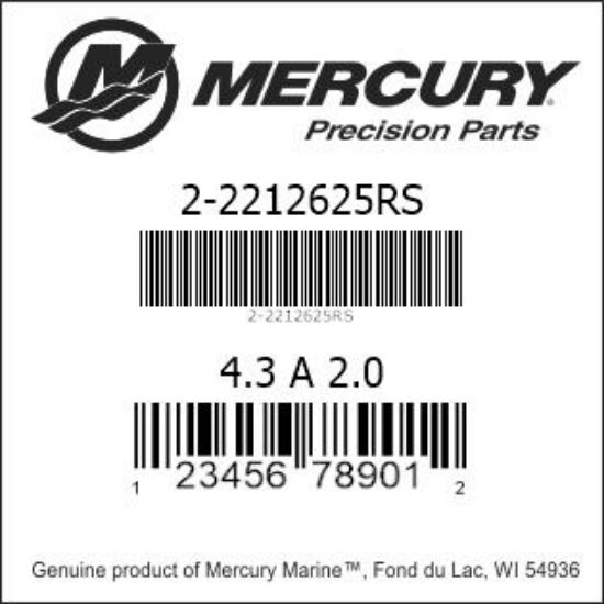 Bar codes for Mercury Marine part number 2-2212625RS