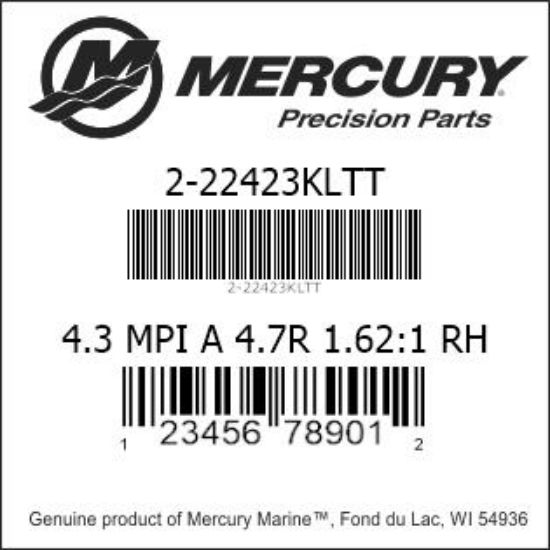 Bar codes for Mercury Marine part number 2-22423KLTT