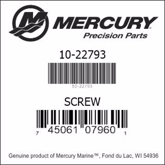 Bar codes for Mercury Marine part number 10-22793