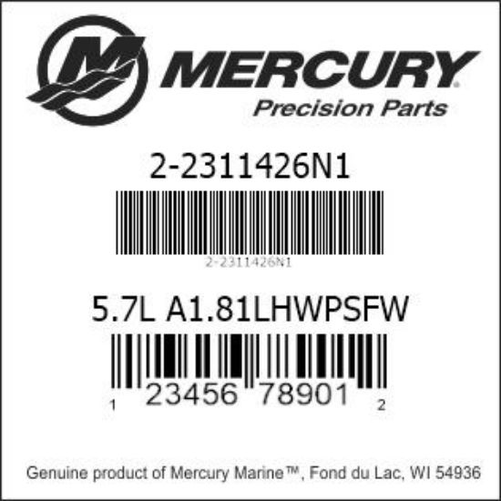 Bar codes for Mercury Marine part number 2-2311426N1