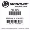Bar codes for Mercury Marine part number 736-2343