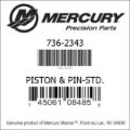 Bar codes for Mercury Marine part number 736-2343