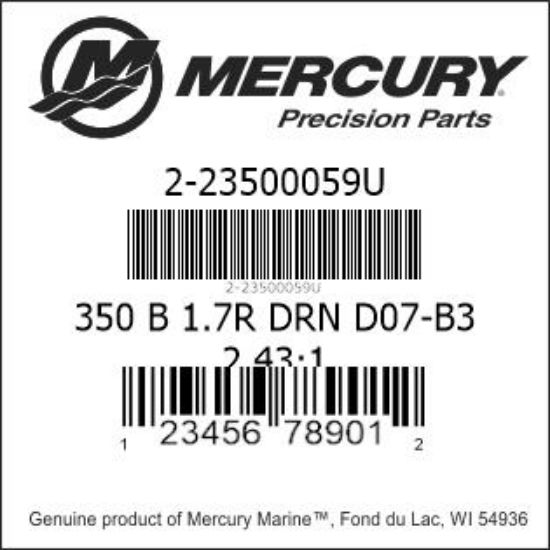 Bar codes for Mercury Marine part number 2-23500059U