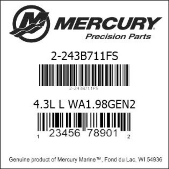Bar codes for Mercury Marine part number 2-243B711FS