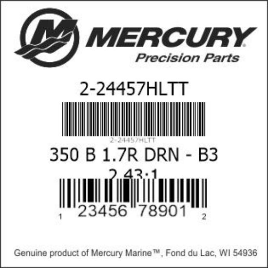 Bar codes for Mercury Marine part number 2-24457HLTT