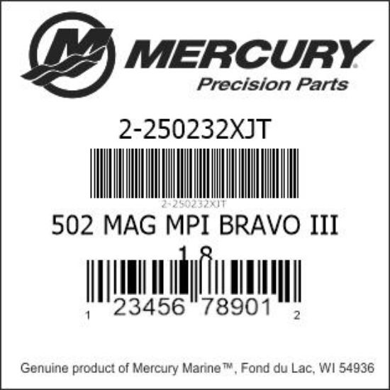 Bar codes for Mercury Marine part number 2-250232XJT