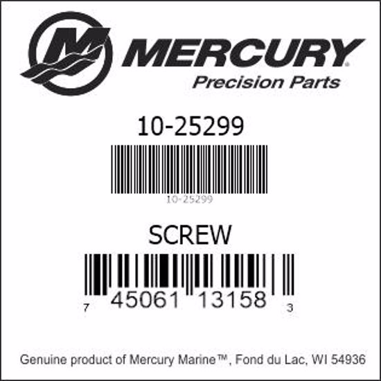 Bar codes for Mercury Marine part number 10-25299