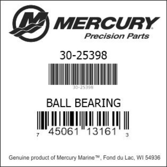 Bar codes for Mercury Marine part number 30-25398