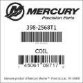 Bar codes for Mercury Marine part number 398-2568T1