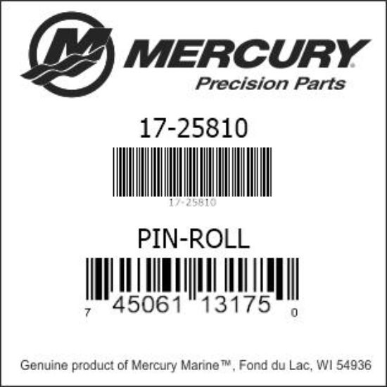 Bar codes for Mercury Marine part number 17-25810