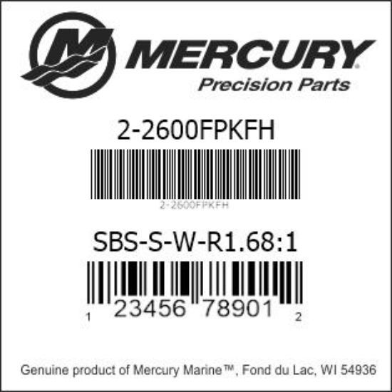 Bar codes for Mercury Marine part number 2-2600FPKFH