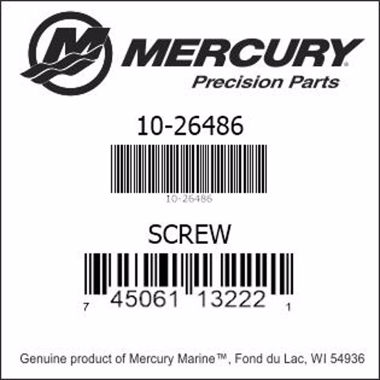 Bar codes for Mercury Marine part number 10-26486