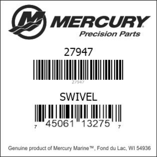 Bar codes for Mercury Marine part number 27947
