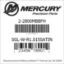 Mercury Marine part number 2-2800MBBFH SGL-W-R1.015SATIN Bar codes for Mercury Marine part number 2-2800MBBFH