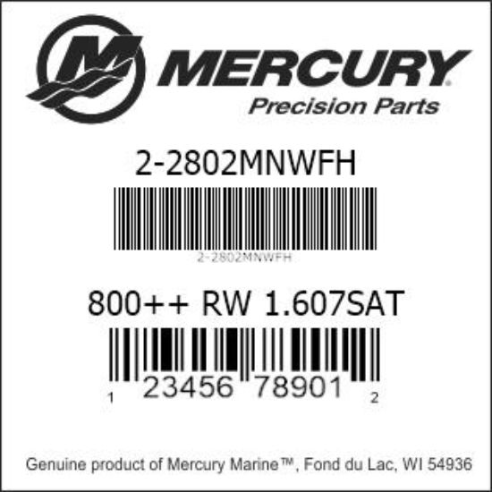 Bar codes for Mercury Marine part number 2-2802MNWFH