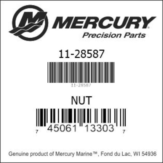 Bar codes for Mercury Marine part number 11-28587