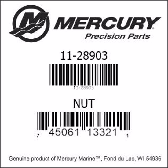 Bar codes for Mercury Marine part number 11-28903