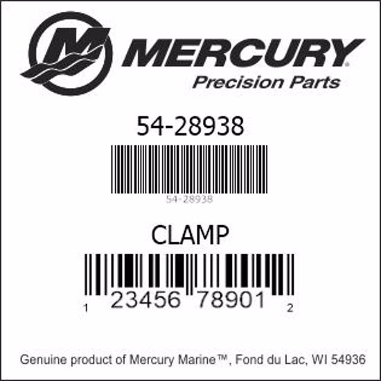 Bar codes for Mercury Marine part number 54-28938