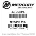 Bar codes for Mercury Marine part number 393-2918A6