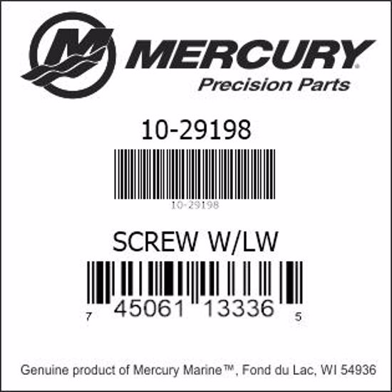 Bar codes for Mercury Marine part number 10-29198