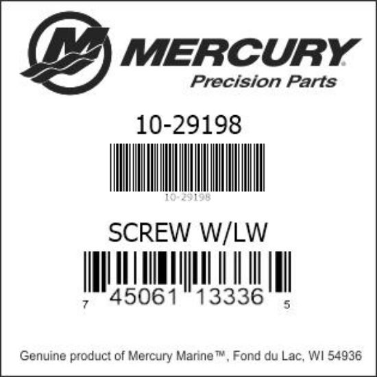 Bar codes for Mercury Marine part number 10-29198