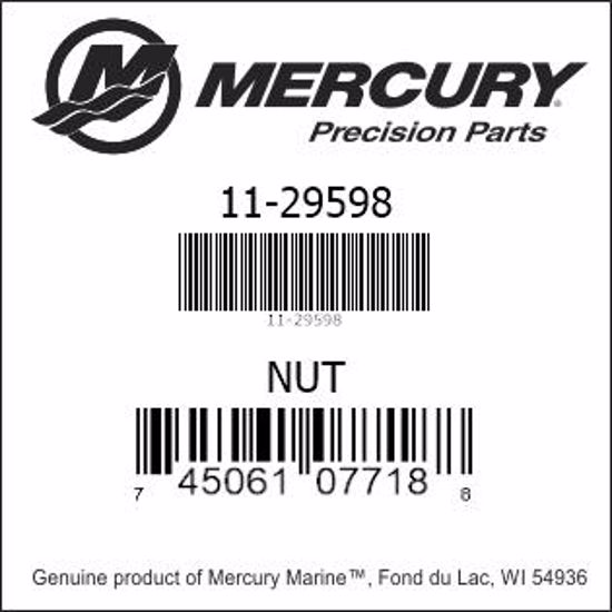 Bar codes for Mercury Marine part number 11-29598