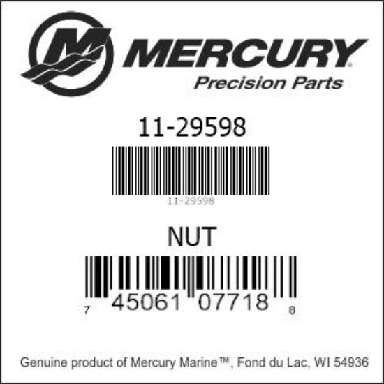 Bar codes for Mercury Marine part number 11-29598