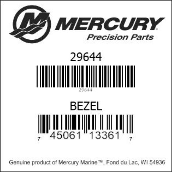 Bar codes for Mercury Marine part number 29644