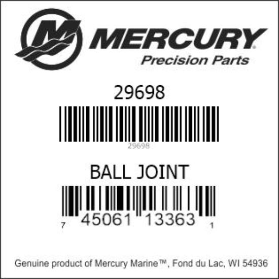 Bar codes for Mercury Marine part number 29698