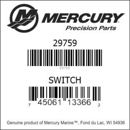 Bar codes for Mercury Marine part number 29759