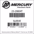 Bar codes for Mercury Marine part number 23-29804T