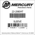 Bar codes for Mercury Marine part number 23-29804T