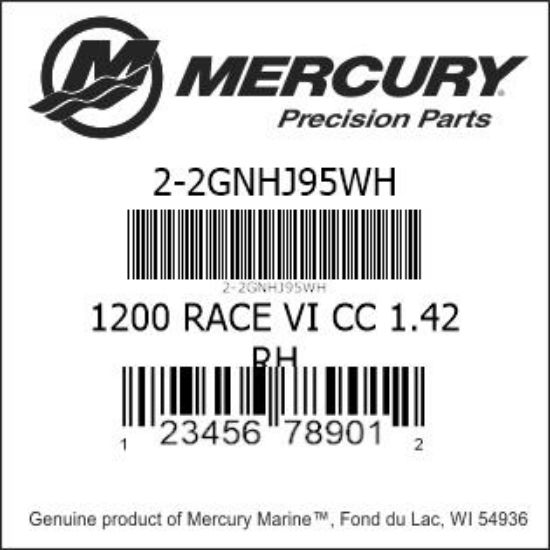 Bar codes for Mercury Marine part number 2-2GNHJ95WH