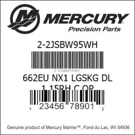 Bar codes for Mercury Marine part number 2-2JSBW95WH