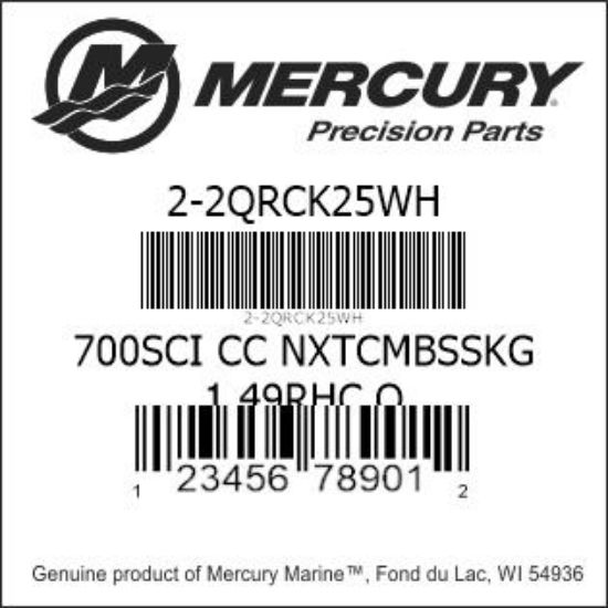 Bar codes for Mercury Marine part number 2-2QRCK25WH