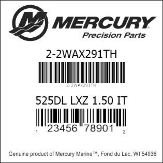 Bar codes for Mercury Marine part number 2-2WAX291TH