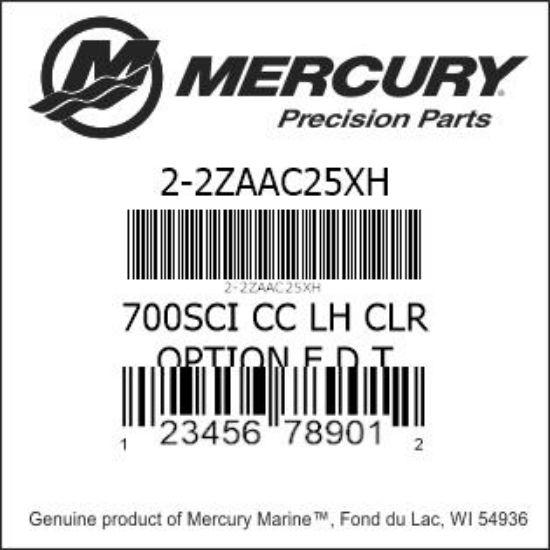 Bar codes for Mercury Marine part number 2-2ZAAC25XH
